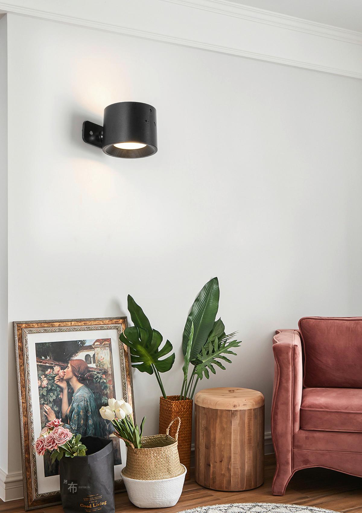 LED-Wandleuchte Rig 1 Schwarz max. 3,5 Watt - Schwarz, MODERN, Kunststoff/Metall (9,3/7,5/5,2cm) - Modern Living