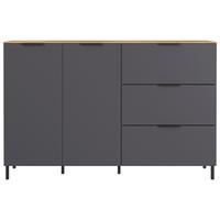 Kommode California in Graphitfarben/Eichefarben - Eichefarben/Graphitfarben, MODERN, Holzwerkstoff/Metall (151/98/40cm) - Premium Living
