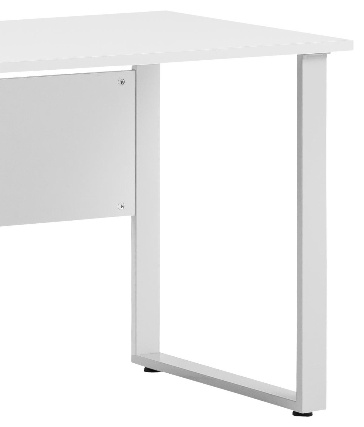 Schreibtisch Serie 1500 ca 160x 75 cm Hellgrau - Hellgrau/Alufarben, KONVENTIONELL, Holzwerkstoff/Metall (160/75/73,2cm) - MID.YOU
