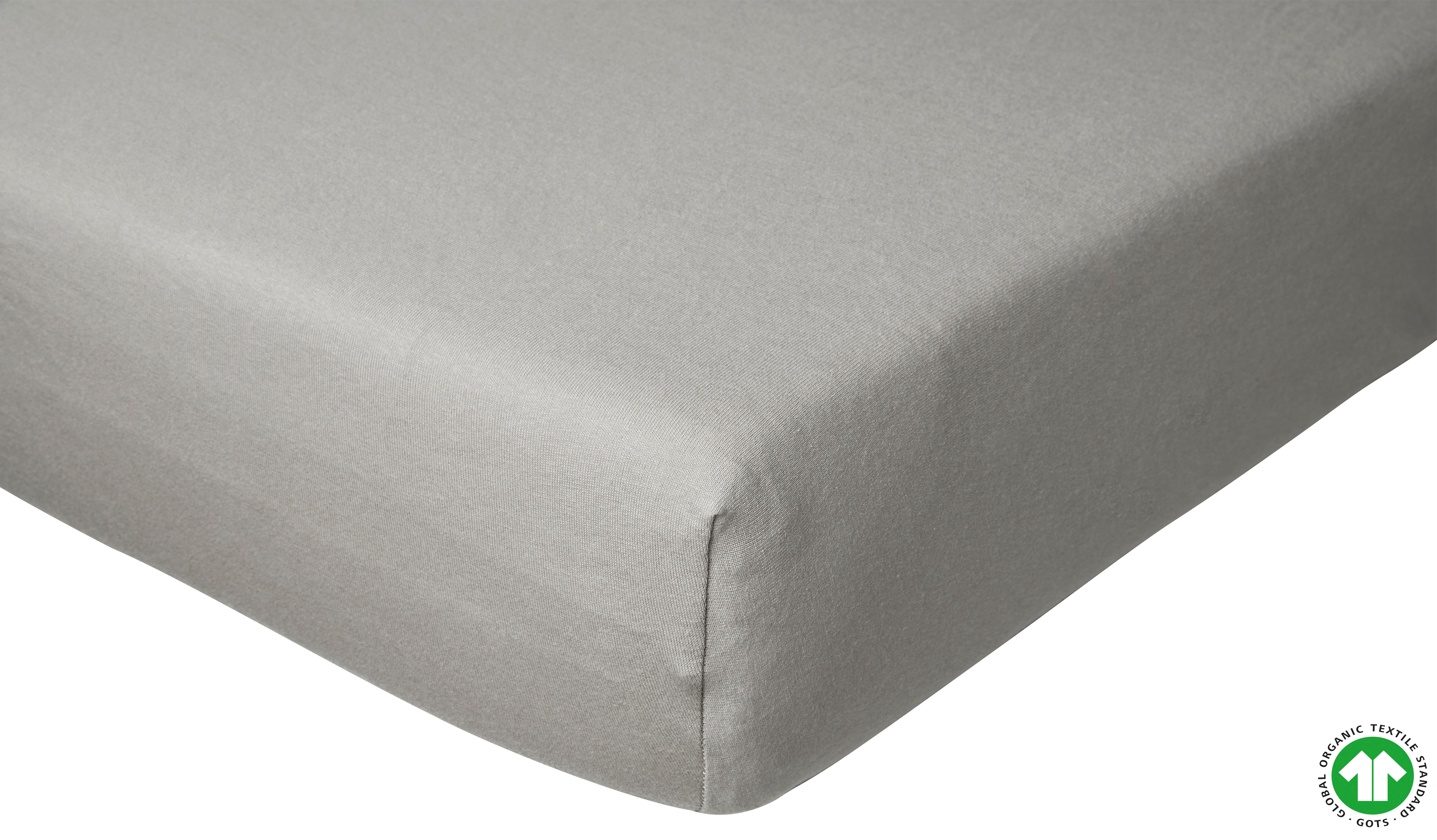 Spannleintuch Bio Greta in Hellgrau ca. 180x200cm - Hellgrau, MODERN, Textil (200/180/35cm) - ecoTree