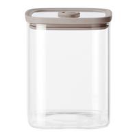 Vorratsglas Selina Taupe/Klar ca. 1L - Klar/Beige, Modern, Glas/Kunststoff (10,3/12,8/10,3cm) - Modern Living