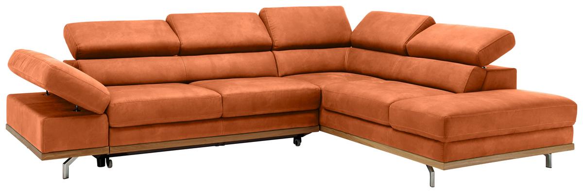 Ecksofa Carmen Orange - Chromfarben/Schwarz, KONVENTIONELL, Holz/Textil (292/72/226cm) - Premium Living