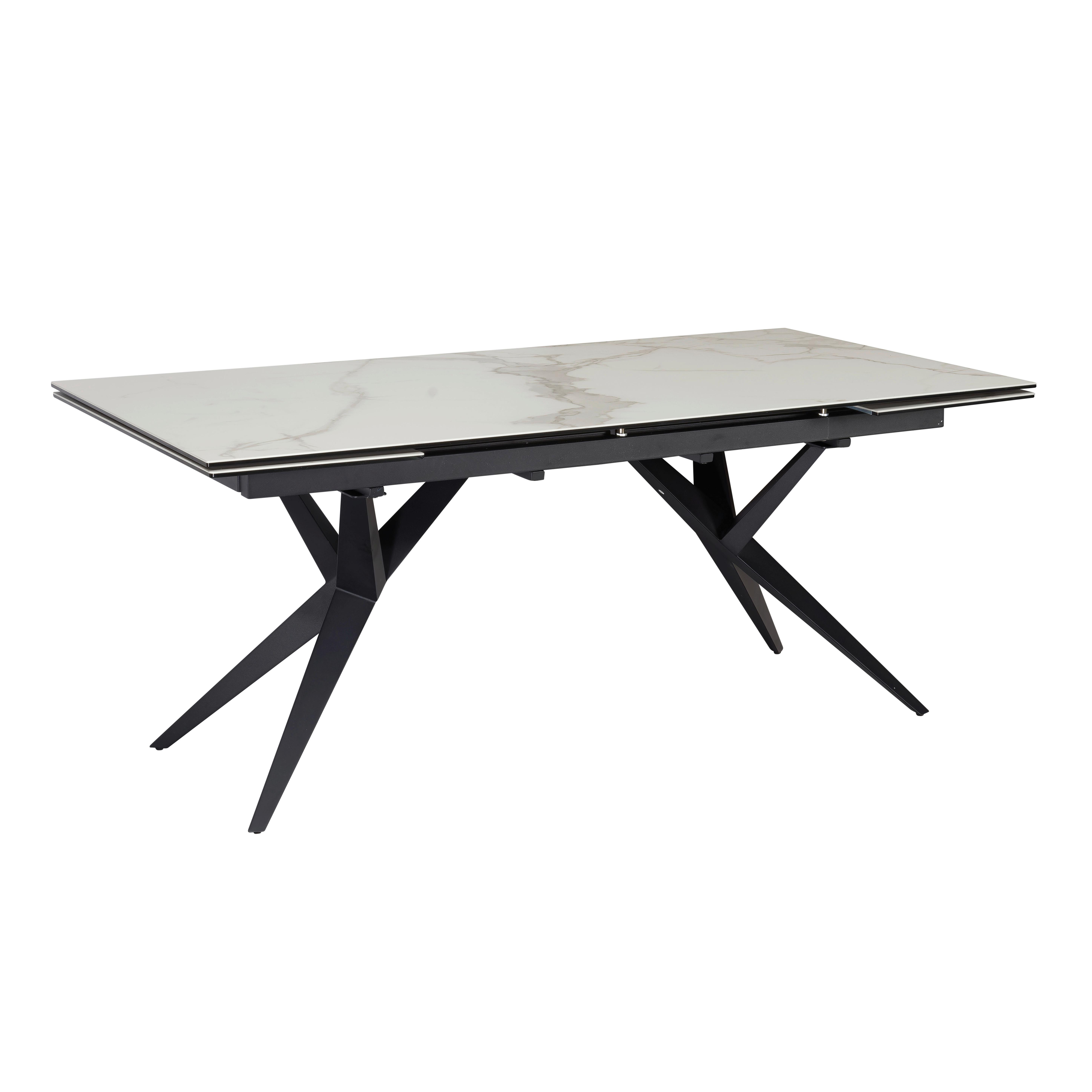 Raztegljiva Jedilna Miza Marble, Keramika, 180-260x95cm - črna/bela, Design, kovina/keramika (180/95/76cm) - MID.YOU