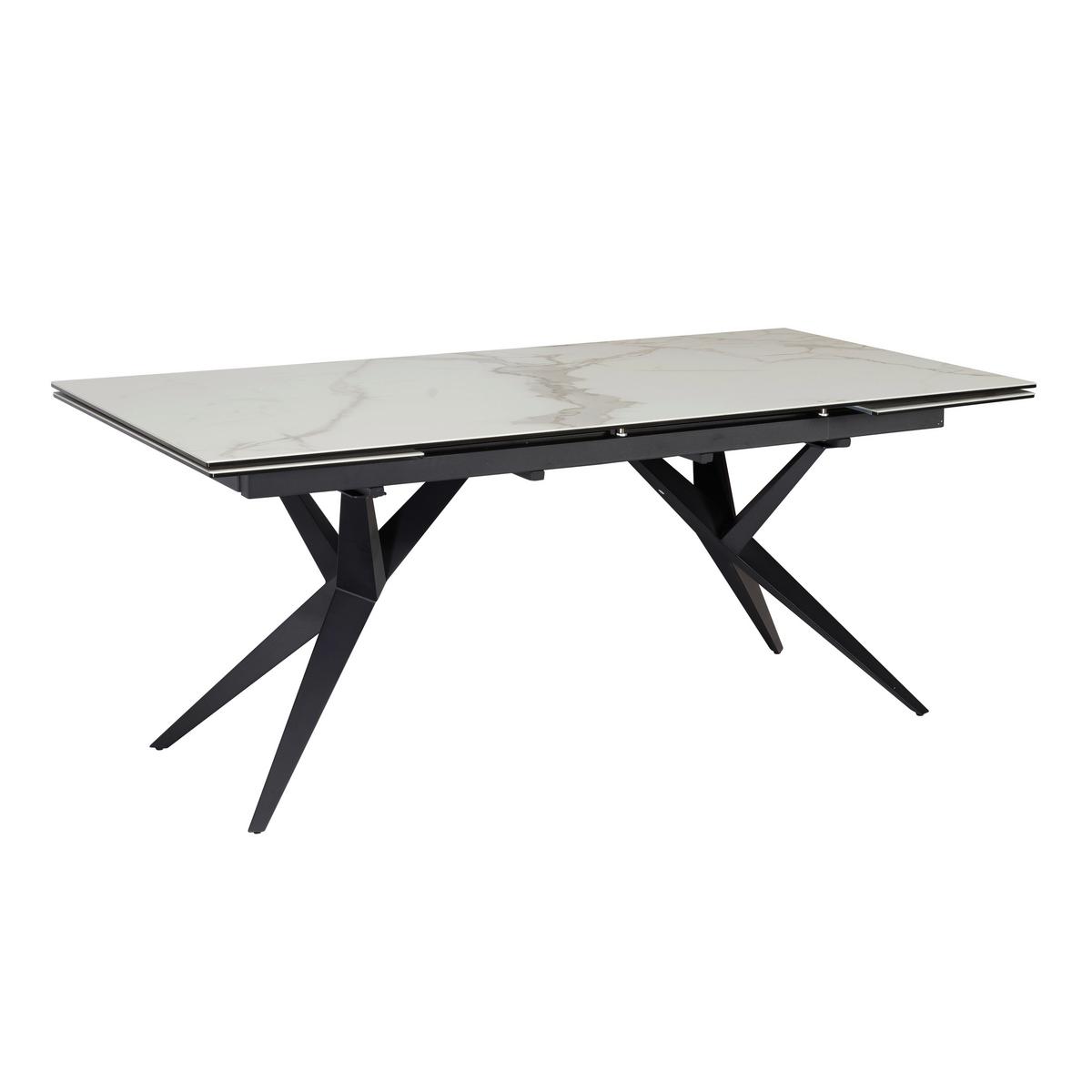 Raztegljiva Jedilna Miza Marble, Keramika, 180-260x95cm - črna/bela, Design, kovina/keramika (180/95/76cm) - MID.YOU