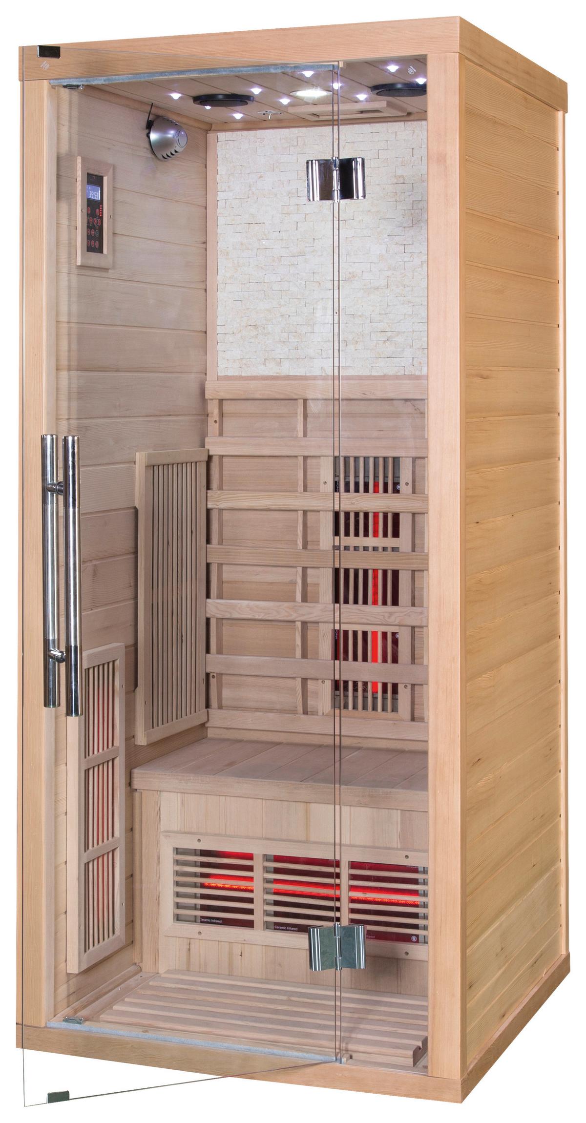 Infrarotkabine Stockholm 1 Person, ca. 90/200/90cm - Naturfarben, Design, Holz (90/200/90cm)