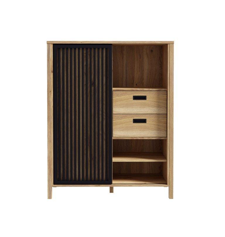 Komoda Jytana - boje hrasta/crna, Moderno, drvni materijal (103,4/129,9/40,2cm) - Premium Living