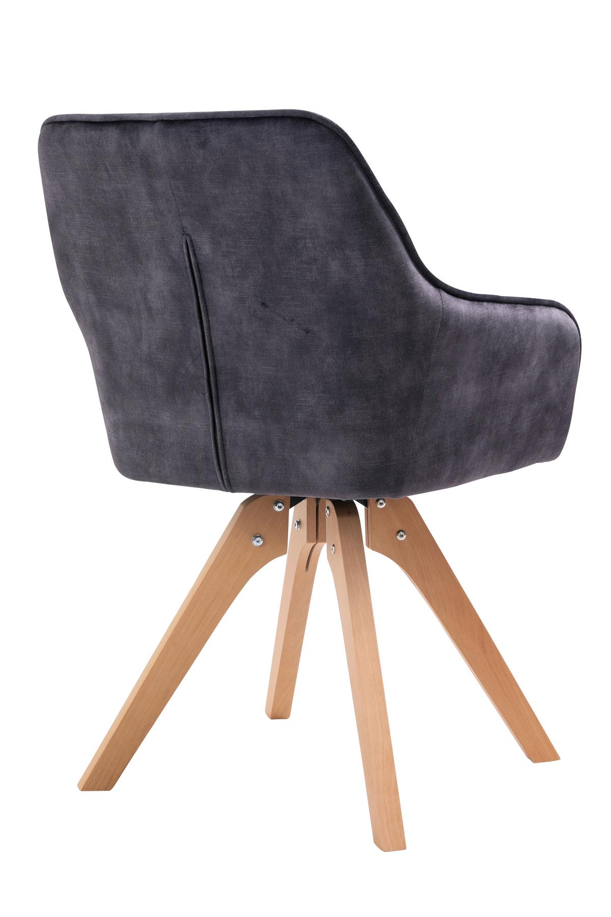 Naslanjač Samt, Črna, Vrtljiv - črna/barve hrasta, Moderno, tekstil/les (59/85/61cm) - Livetastic