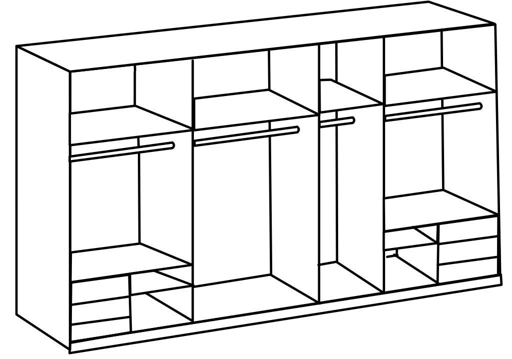 Schwebetürenschrank Level 36D ca. 350 cm Graphitfarben/Weiß - Chromfarben/Weiß Hochglanz, MODERN, Holzwerkstoff/Metall (350/216/65cm) - MID.YOU