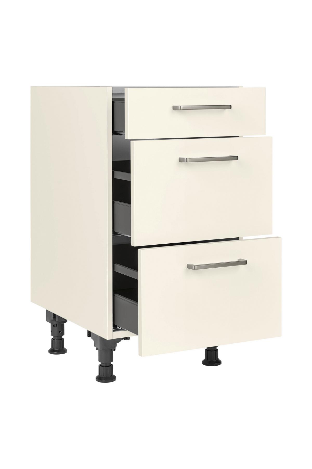 Schubkastenunterschrank Touch Magnolie - Edelstahlfarben/Magnolie, MODERN, Holzwerkstoff/Metall (45/87/56cm) - Nobilia
