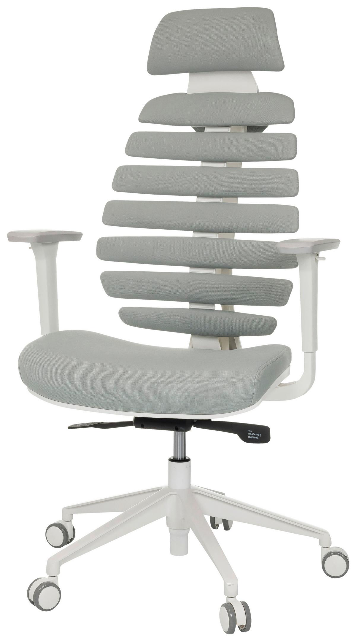 Pisarniški Stol Ergo Line W, Svetlo Siva - bela/svetlo siva, Moderno, umetna masa/tekstil (67/116 - 133/65cm) - MID.YOU