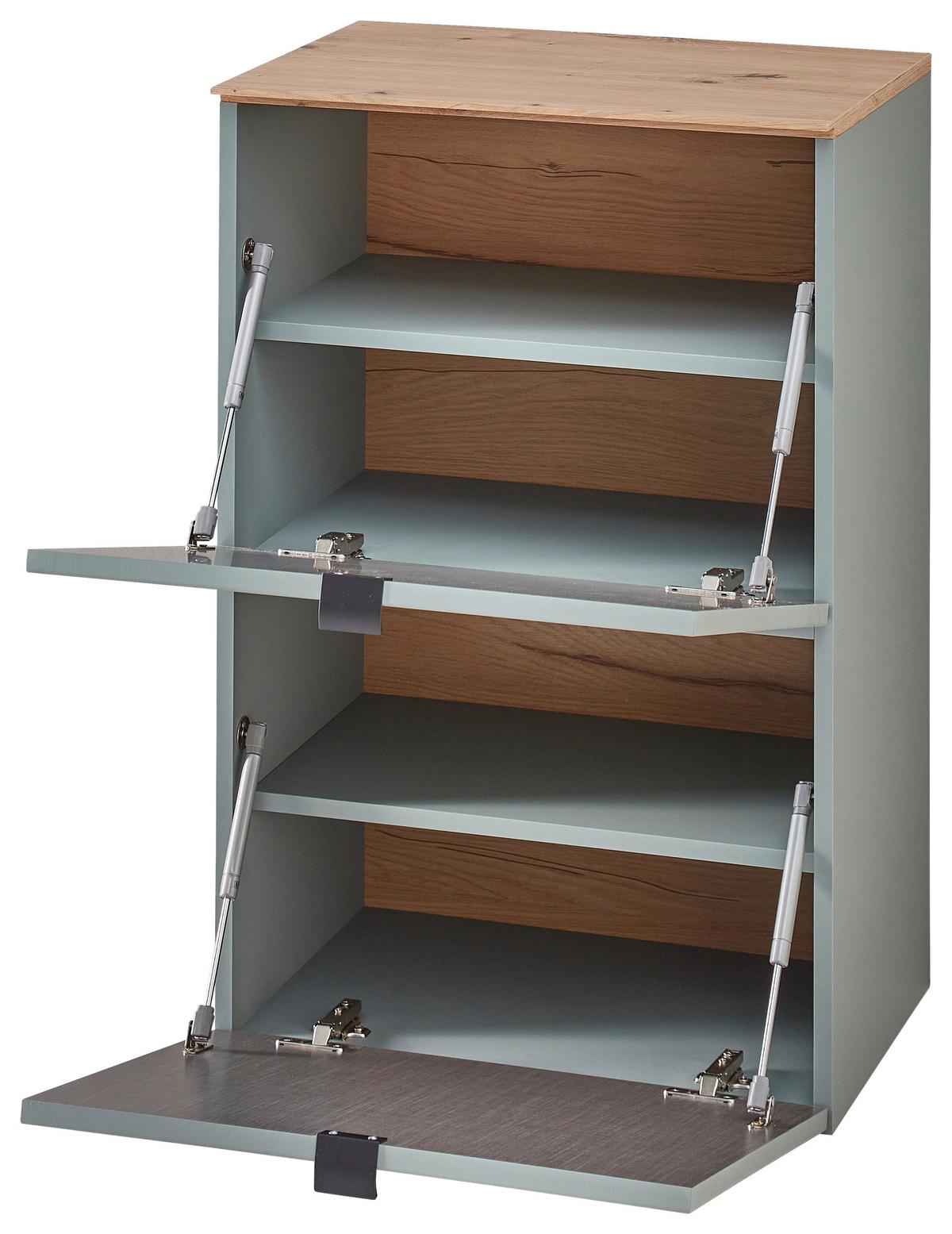 SZAFKA UCHYLNA NA BUTY DIANA - czarny/szałwiowy, Design, materiał drewnopochodny/metal (55/84/37cm) - Voleo