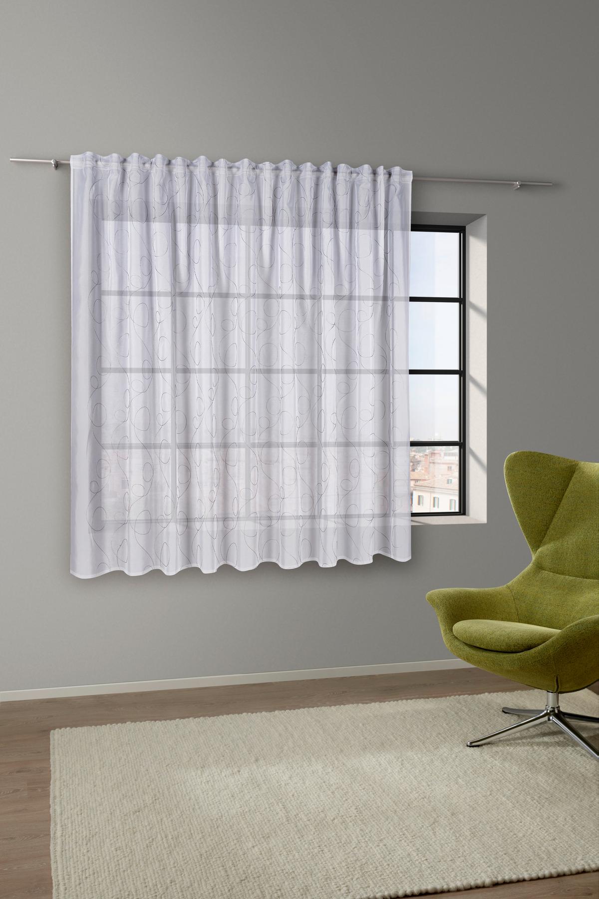 Končana Zavesa Marion Store 2 - bela/antracit, Moderno, tekstil (300/175cm) - Modern Living