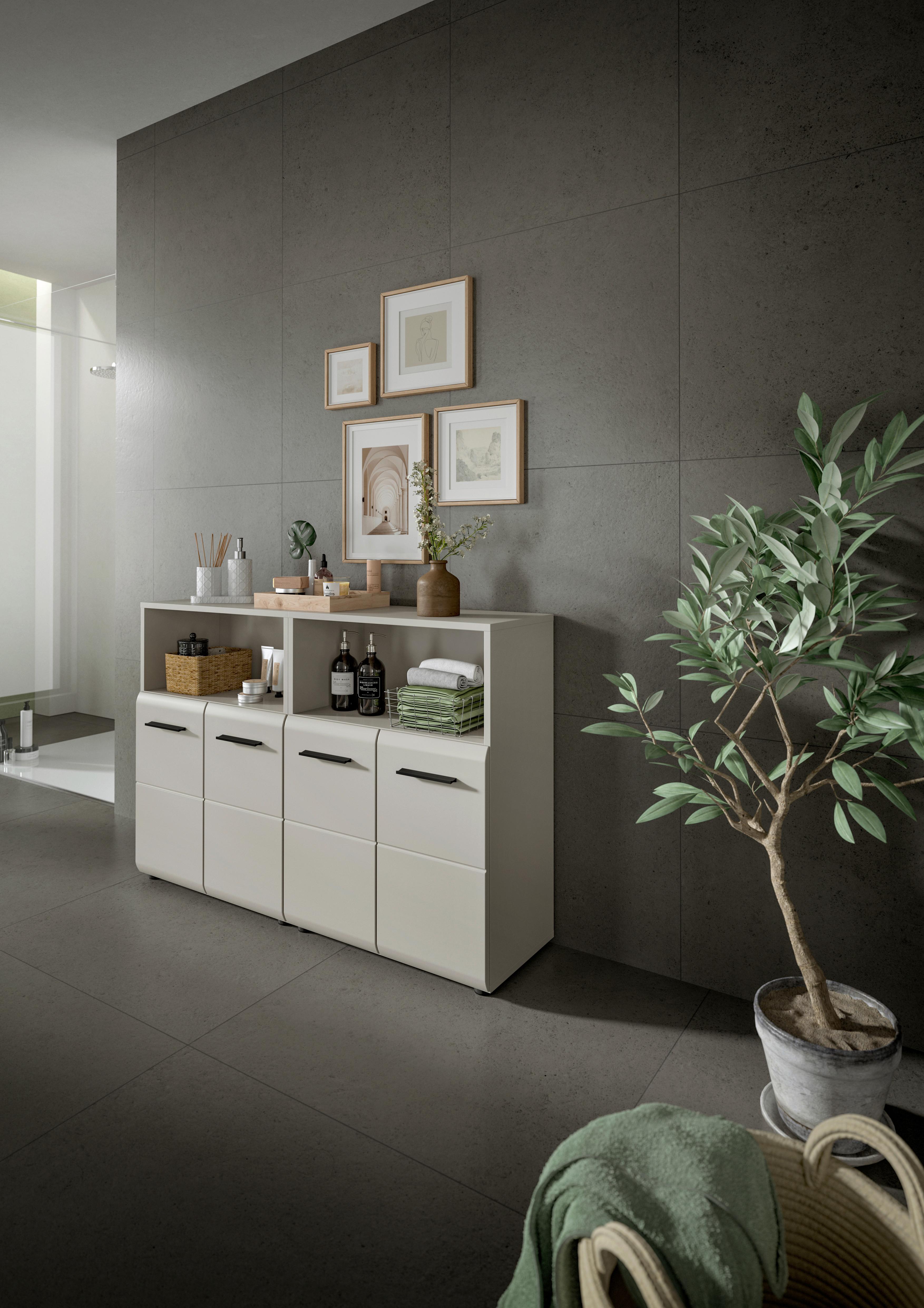 Badezimmer Ice Kaschmir 2-teilig - Kaschmir/Schwarz, Trend, Holzwerkstoff/Kunststoff (120cm) - MID.YOU