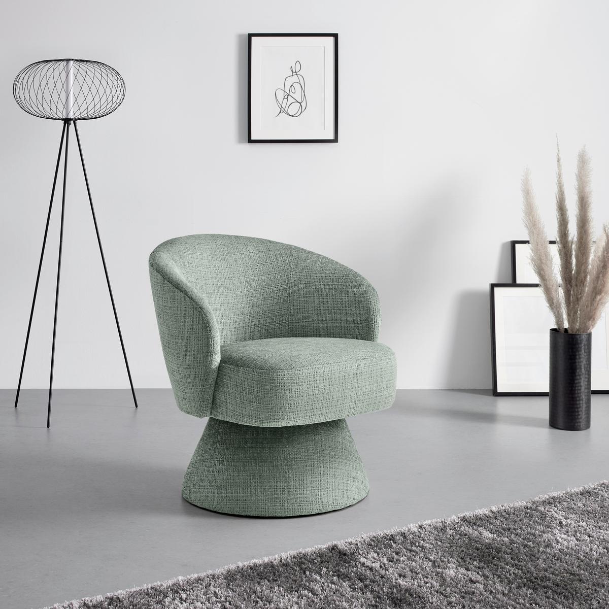 Drehsessel Maja Chenille Hellgrün - Hellgrün, MODERN, Holz/Textil (70/75/68cm) - Mömax
