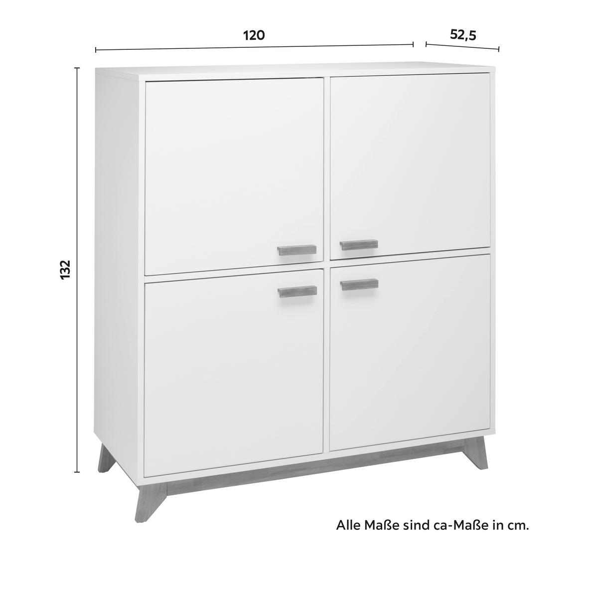 KOMODA MILAN - biały, Modern, drewno (120/132/52,5cm) - Bessagi Home