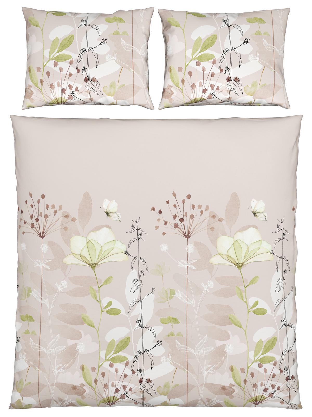 Ágyneműhuzat-garnitúra Kétszemélyes  Loala Xxl - bézs/zöld, Romantik / Landhaus, textil (200/220cm) - Mömax