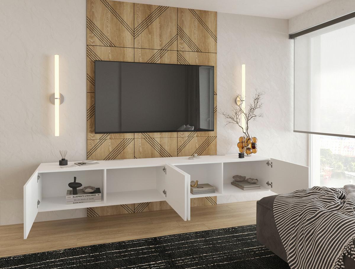 KOMODA NISKA NEWNIQ - biały, Design, materiał drewnopochodny (240/36,7/45cm) - Hom`in