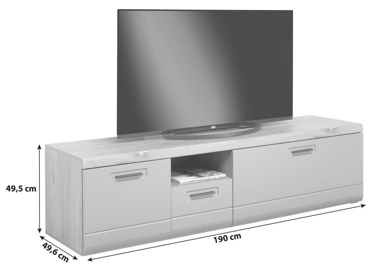Tv-element Auris, Barva Hrasta, Siva - siva, Moderno, umetna masa/leseni material (190/50/50cm) - Mömax