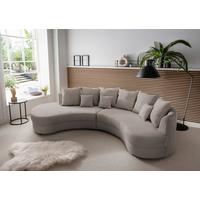 Wohnlandschaft Limoncello grau-braun Cord - Graubraun/Schwarz, Design, Kunststoff/Textil (160/300cm) - Livetastic