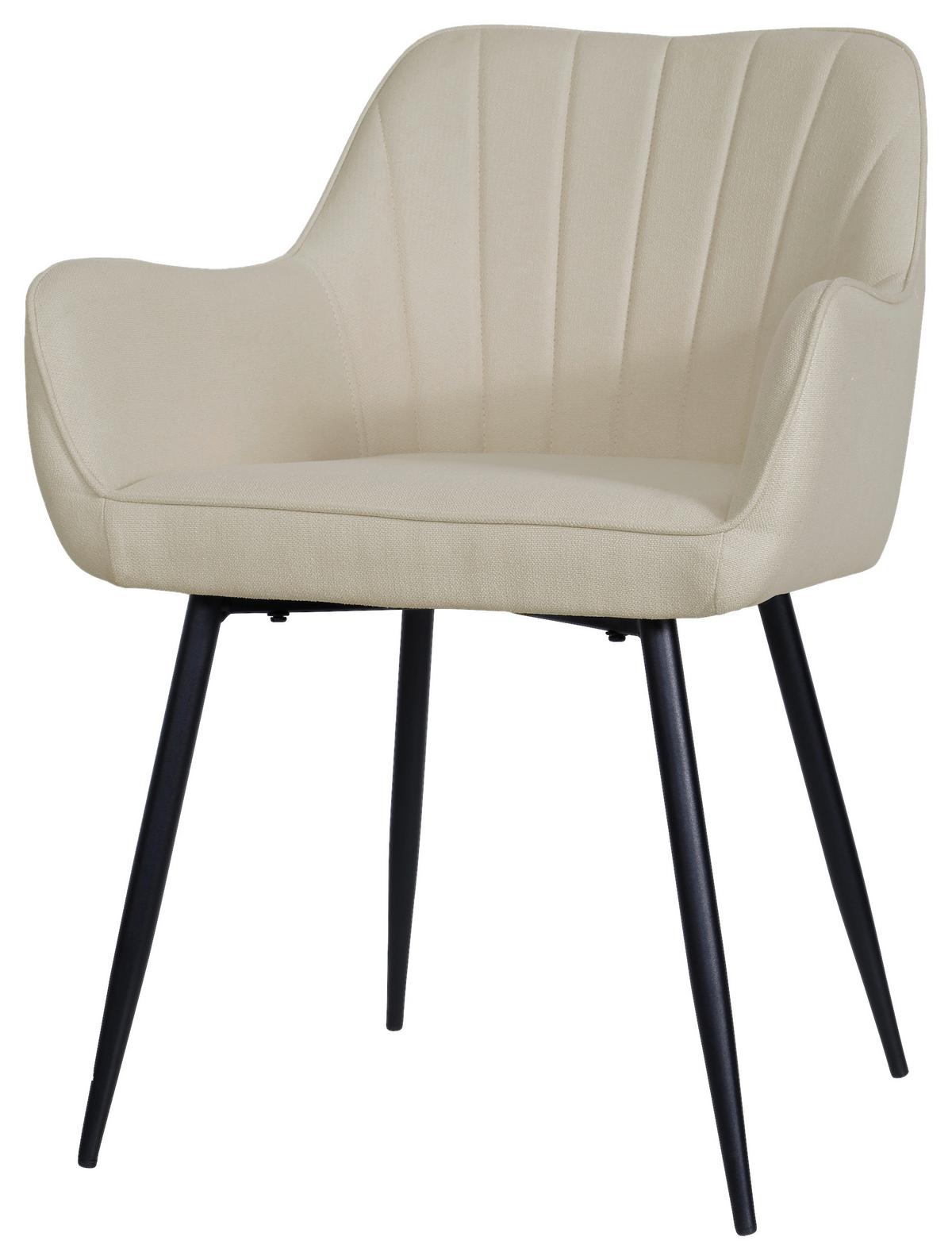 KRZESŁO Z PODŁOKIETNIKAMI ANNA - beżowy/czarny, Modern, metal/drewno (57/79/58cm) - MID.YOU