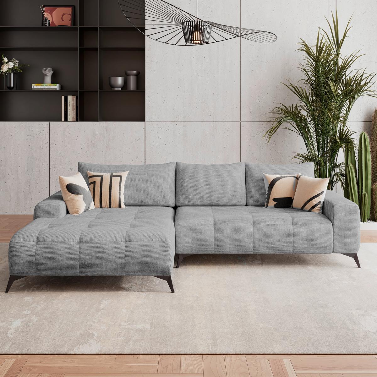 Kutna Garnitura Mauro - siva/crna, Trend, tekstil/metal (175/290cm) - Luca Bessoni