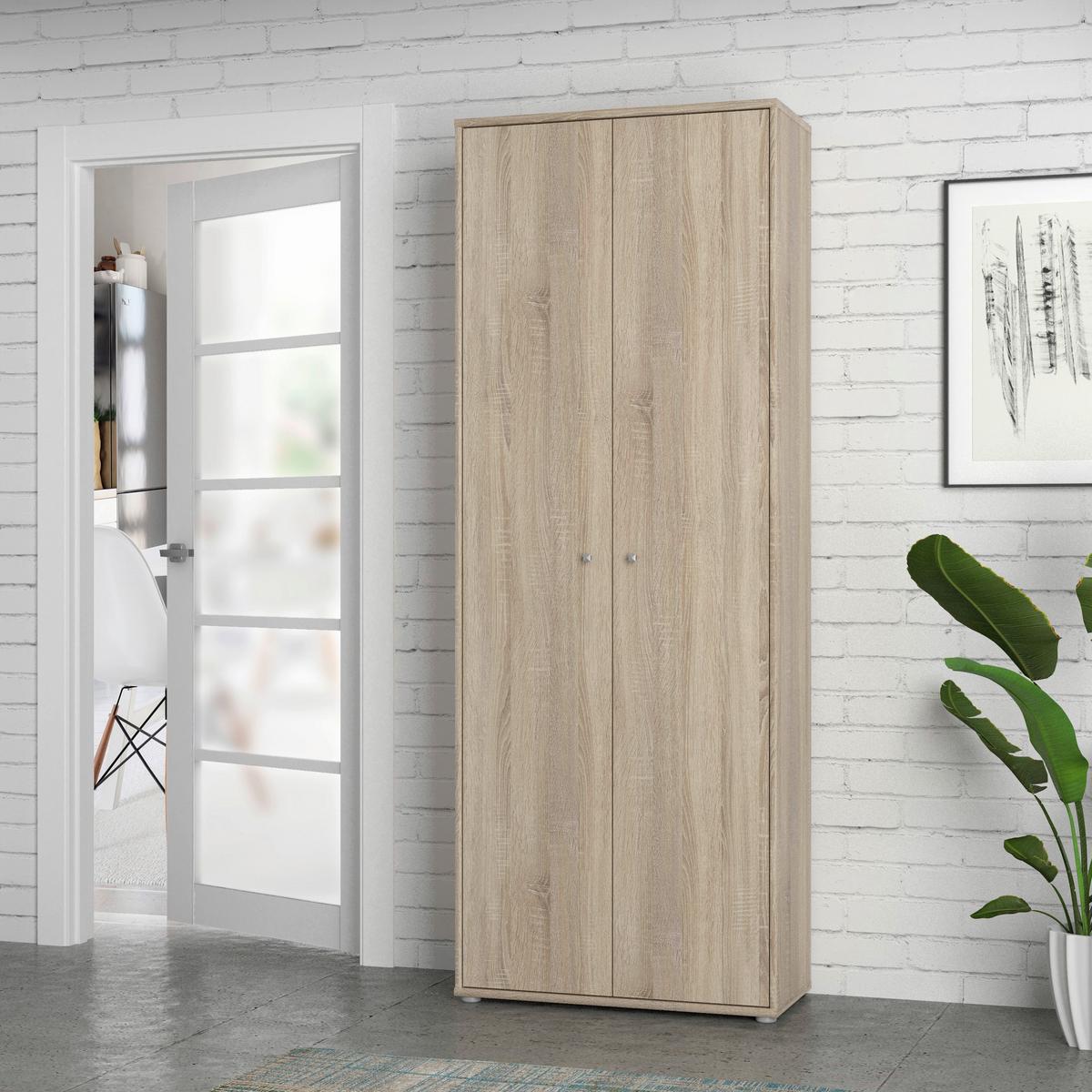 Omara S Klasičnimi Vrati Tempra 2, Barva Hrasta - barve aluminija/hrast sonoma, Design, umetna masa/leseni material (73,7/197,5/34,8cm)
