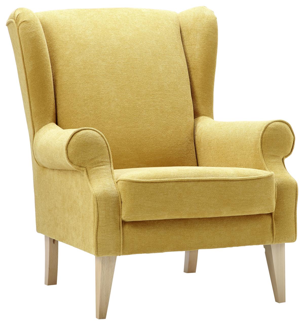 Ohrensessel in Gelb - Gelb/Naturfarben, Textil (82/95/48/85cm) - Mömax