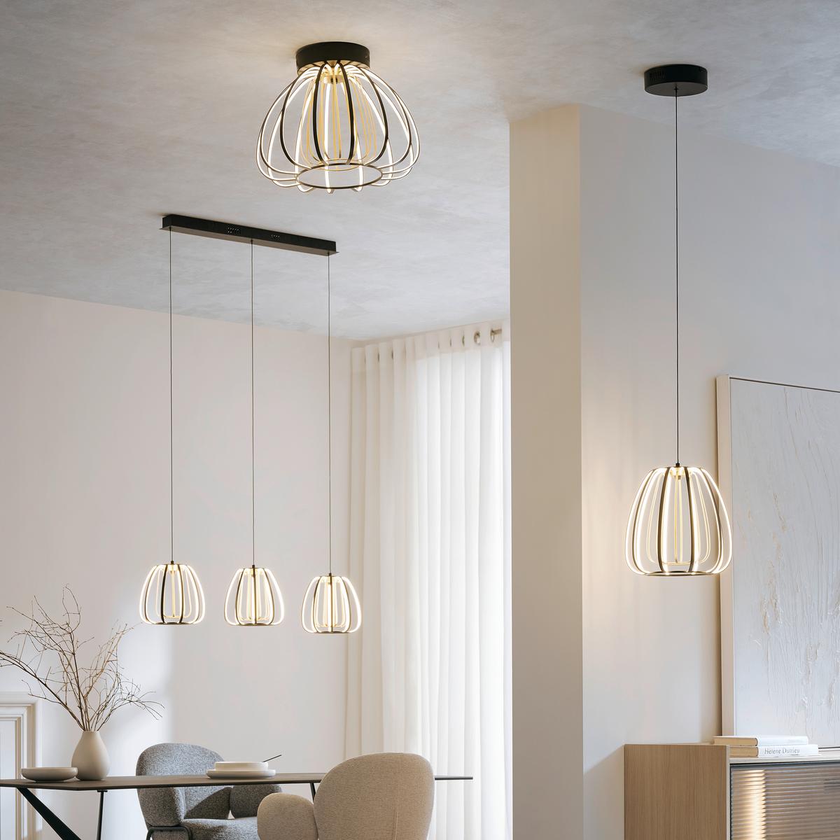 LAMPA SUFITOWA LED ONTARIO *SBN* - czarny/kolor złoty, Design, tworzywo sztuczne/metal (44,5/33cm) - Novel