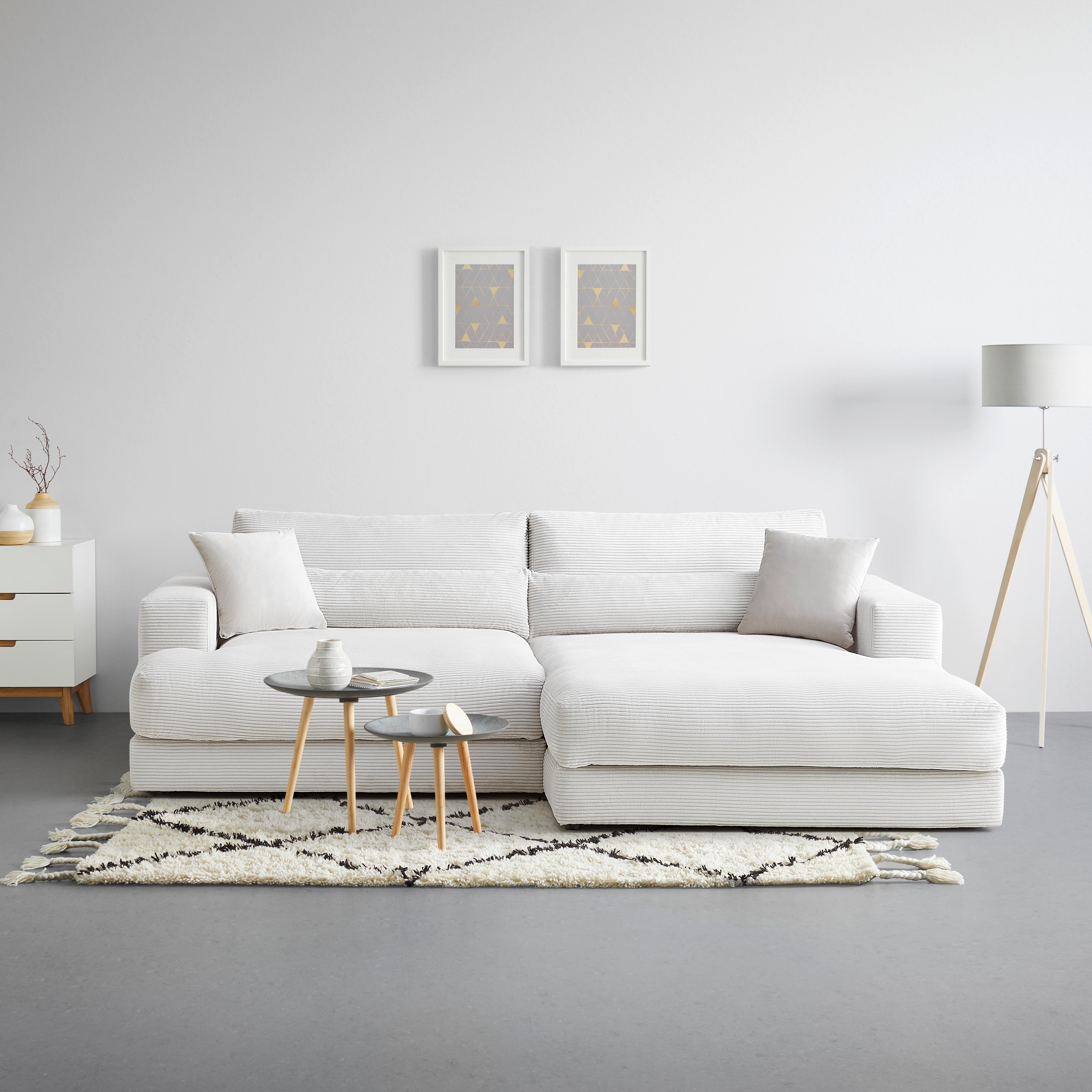 Ecksofa Fabiona Rechts Beige - Beige, Modern, Holz (268/85/194cm) - Premium Living