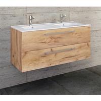 Badezimmer Budasi Honigeiche - Honigeiche/Weiß, MODERN, Keramik/Holzwerkstoff (145cm) - MID.YOU
