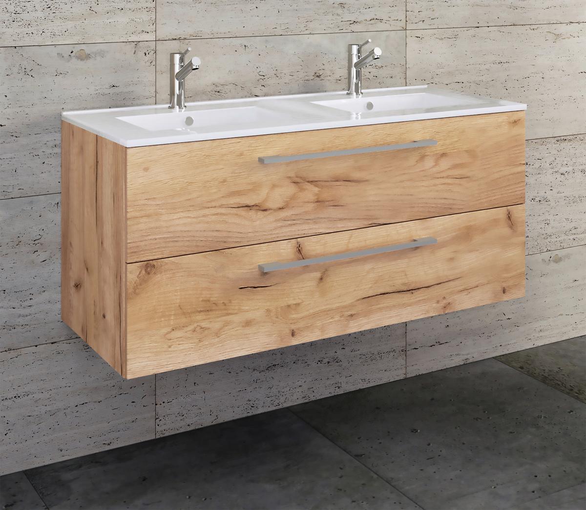 Kopalnica Budasi, Hrast - bela/medeni hrast, Moderno, leseni material/keramika (112cm) - MID.YOU