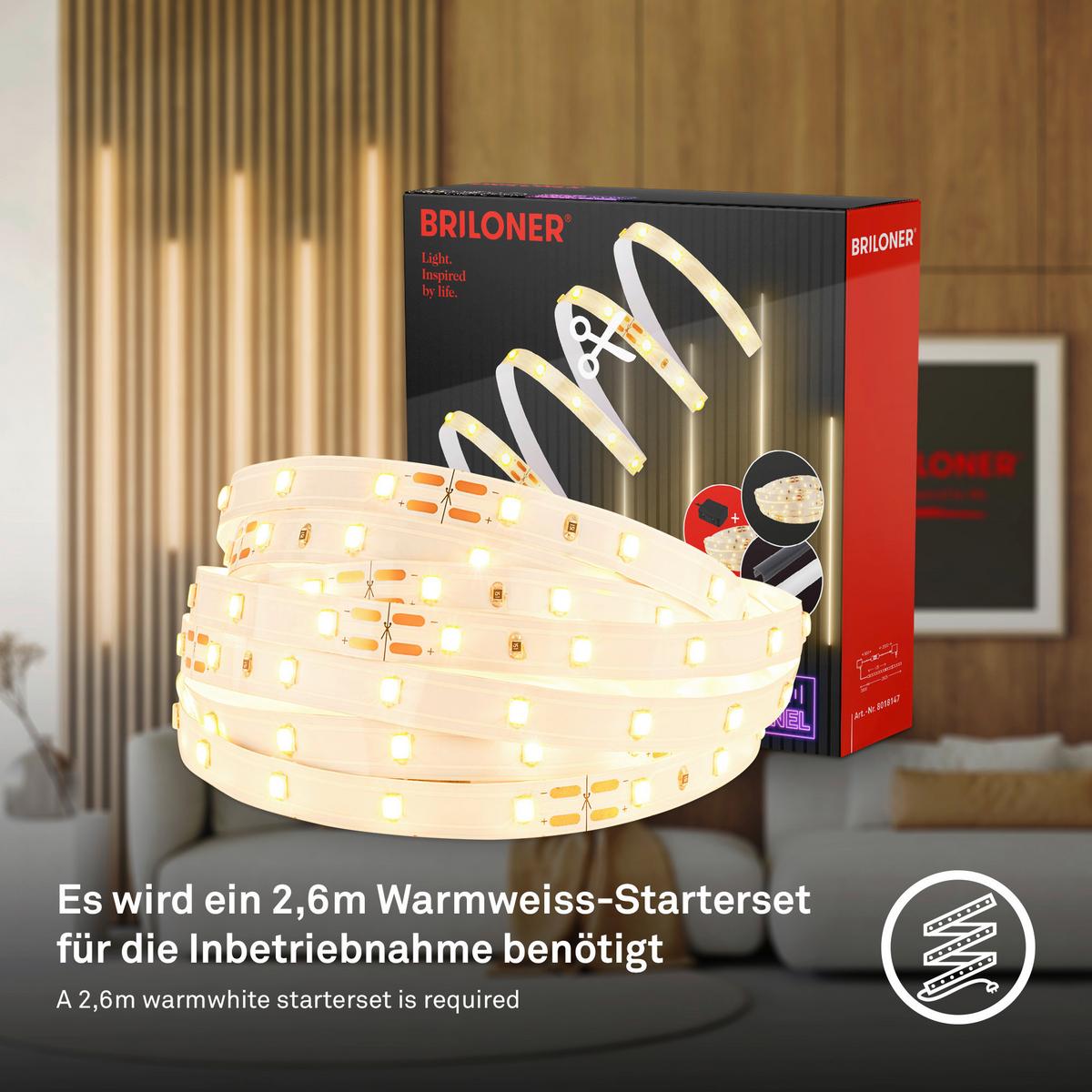 TAŚMA LED 8019147 PYP EXTENSION SET ON/O - biały, Basics, tworzywo sztuczne (260/260cm) - Briloner