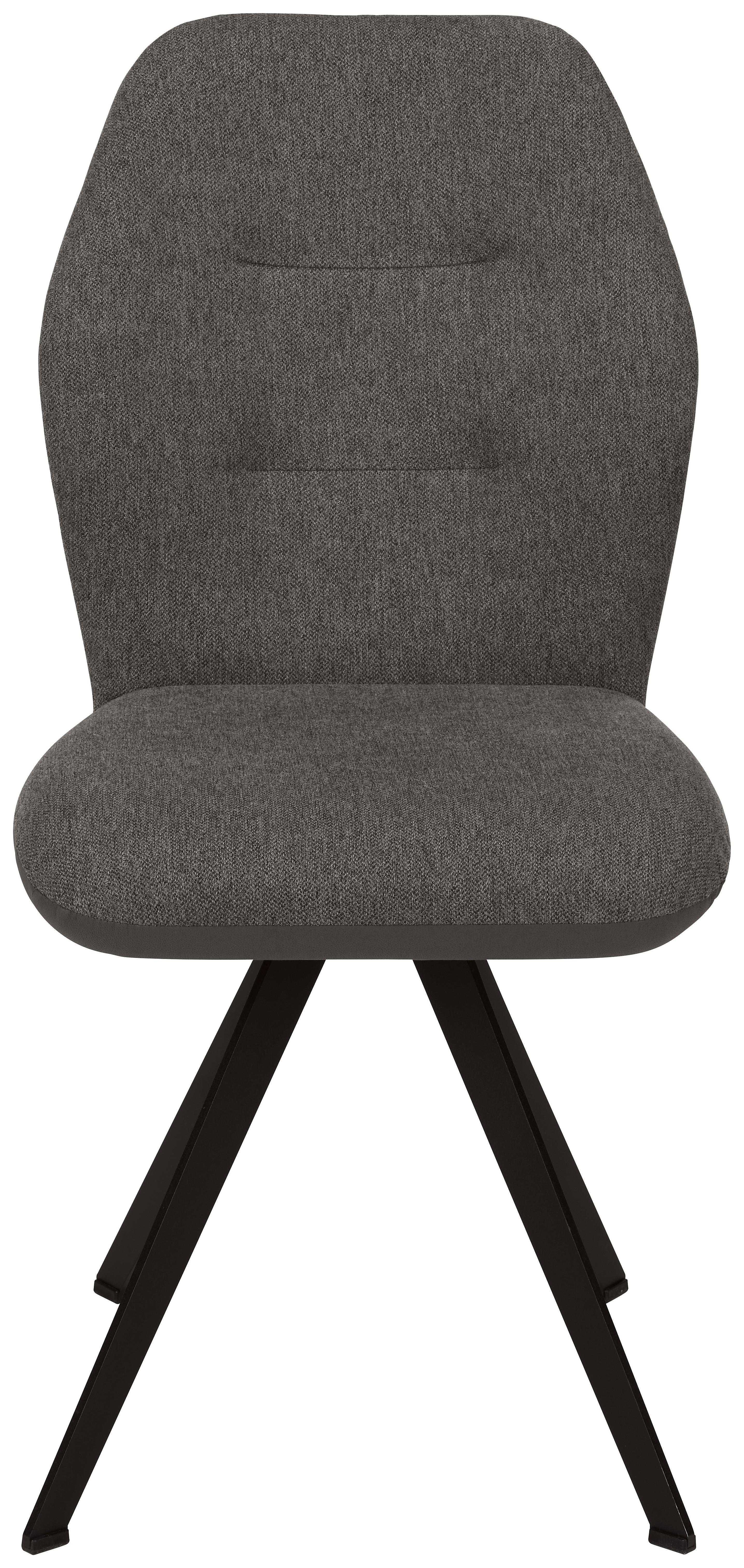 Stuhl in Dunkelgrau - Dunkelgrau/Schwarz, Modern, Textil/Metall (48/96,5/63cm) - Premium Living