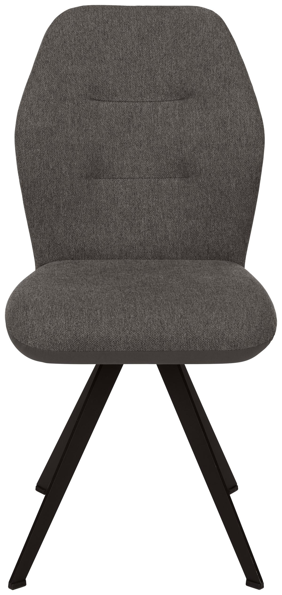 Stuhl in Dunkelgrau - Dunkelgrau/Schwarz, Modern, Textil/Metall (48/96,5/63cm) - Premium Living