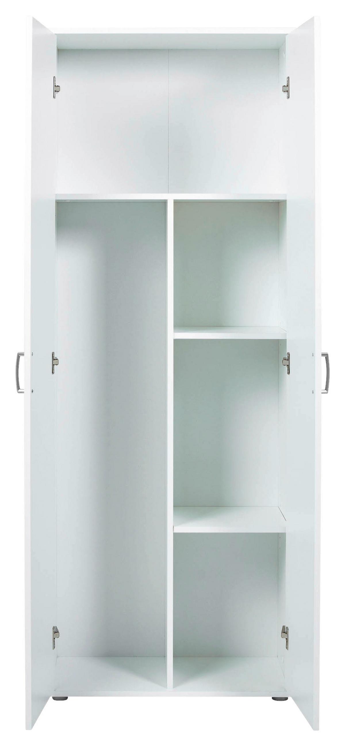 Mehrzweckschrank Arconati ca. 70x34x189 cm Weiß - Silberfarben/Weiß, Basics, Holzwerkstoff/Metall (70/34/189cm) - MID.YOU