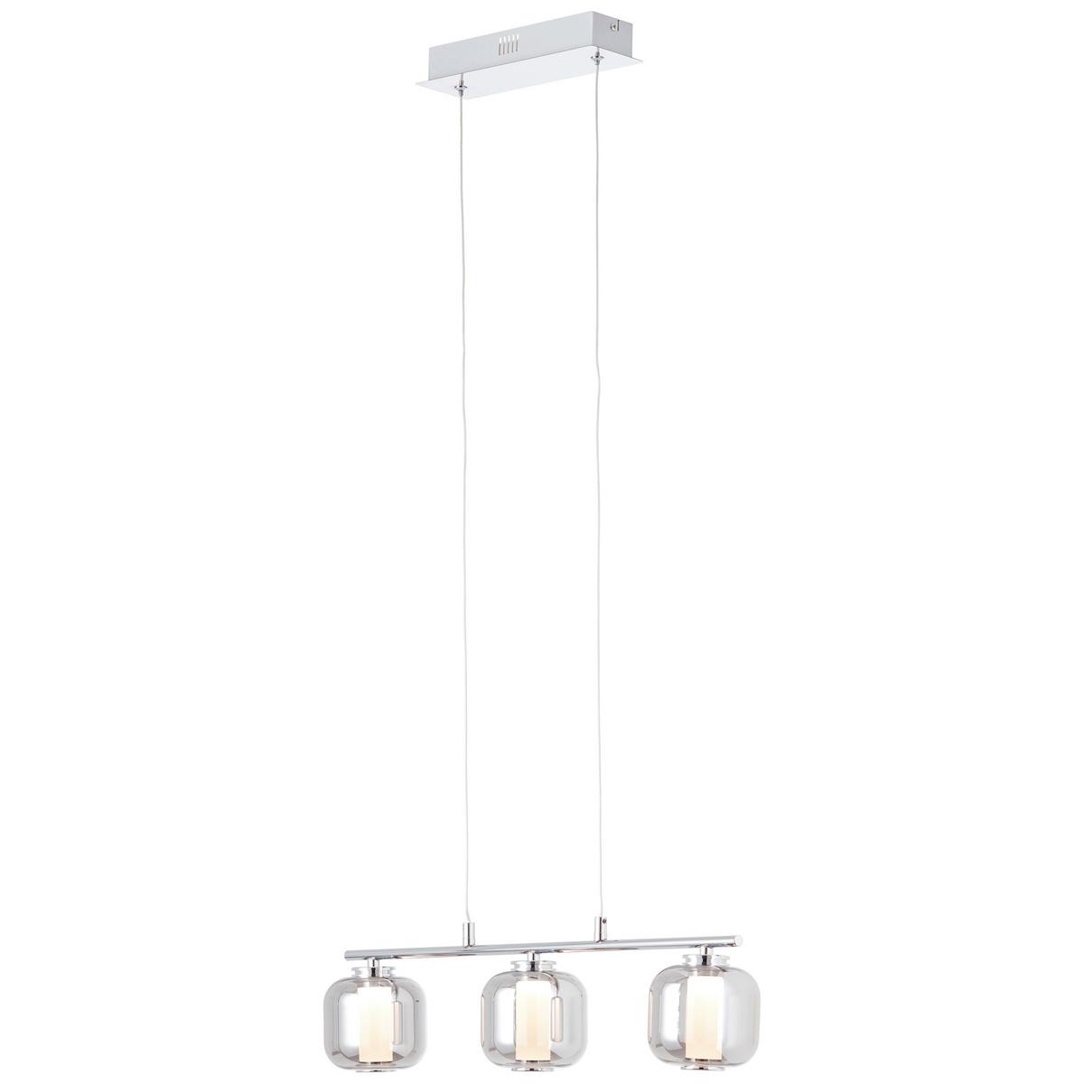 LED-Hängeleuchte Rafa Chromfarben/Grau max. 18 Watt - Chromfarben/Grau, Design, Glas/Kunststoff (56,5/11/131cm) - Brilliant
