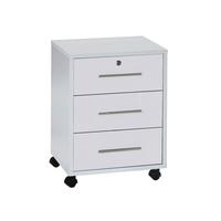ROLLCONTAINER OFFICE EDITION - Weiß Hochglanz/Silberfarben, LIFESTYLE, Holzwerkstoff/Metall (44/58/40cm) - MID.YOU