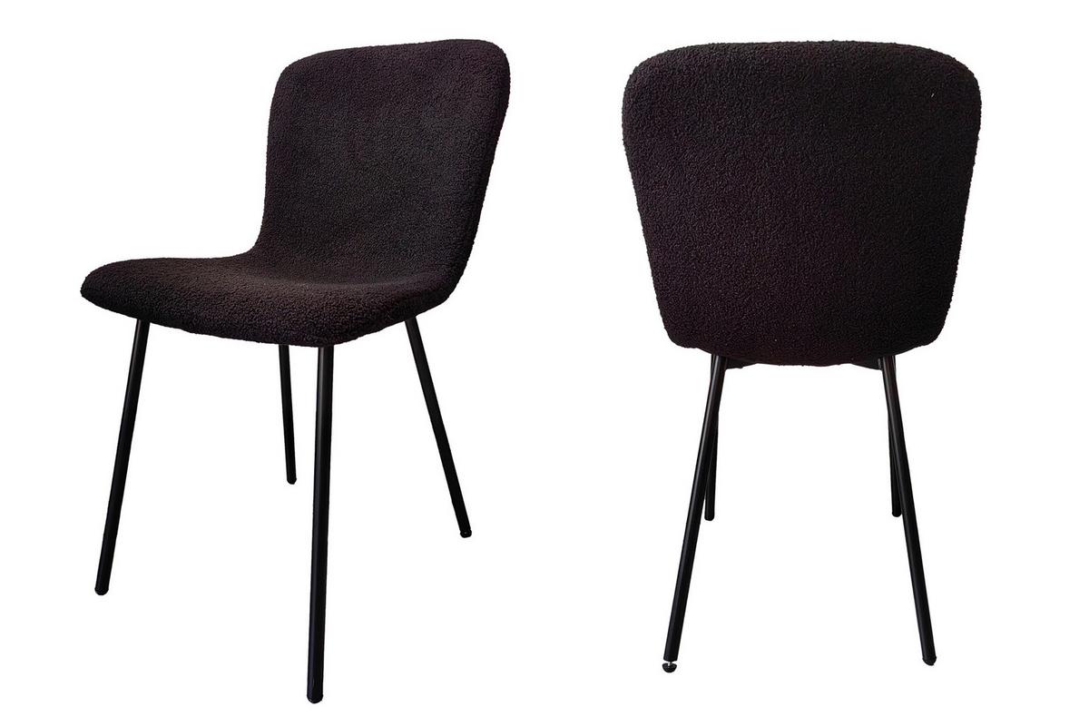 Set Stolov Bouclé, Črna, 4-Delni - črna, Moderno, kovina/tekstil (44/79/52cm) - Livetastic