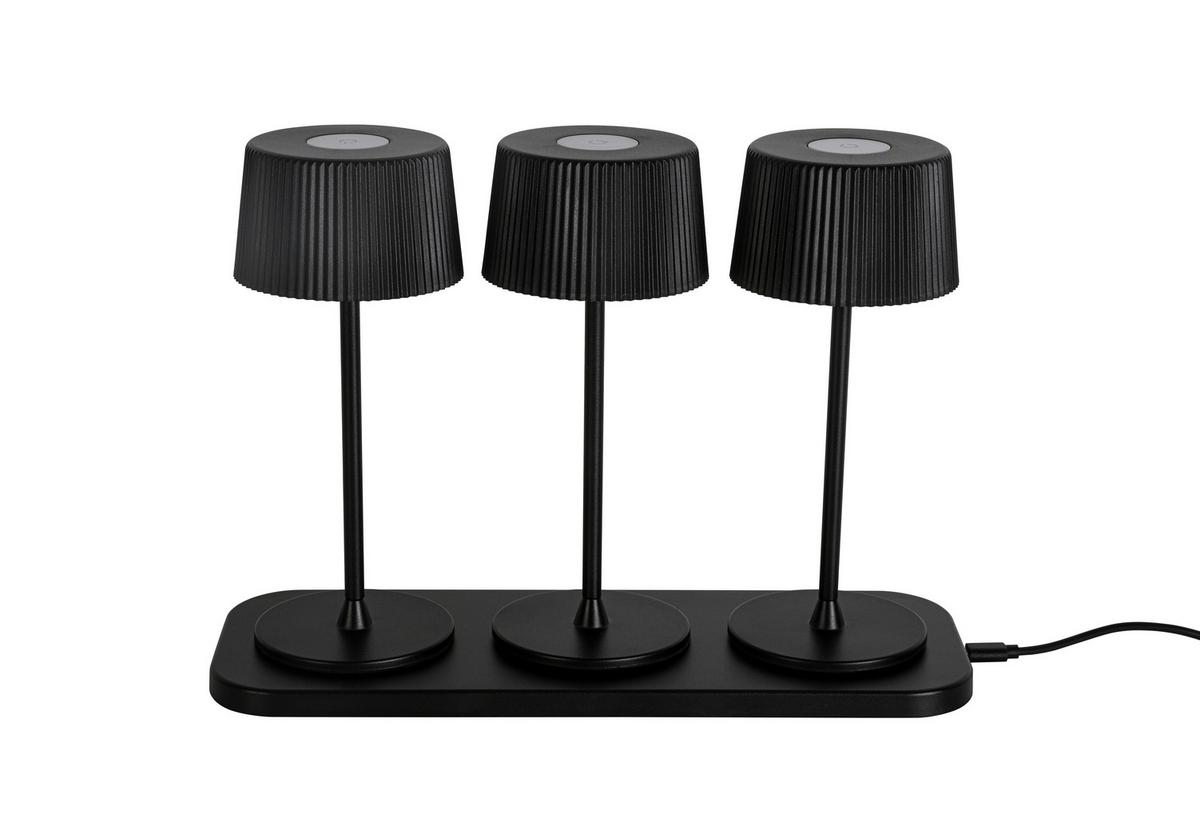 Akku-Tischleuchte Thremo Schwarz, 3er Set - Schwarz/Weiß, MODERN, Kunststoff/Metall (11/30/21,1cm) - Mömax