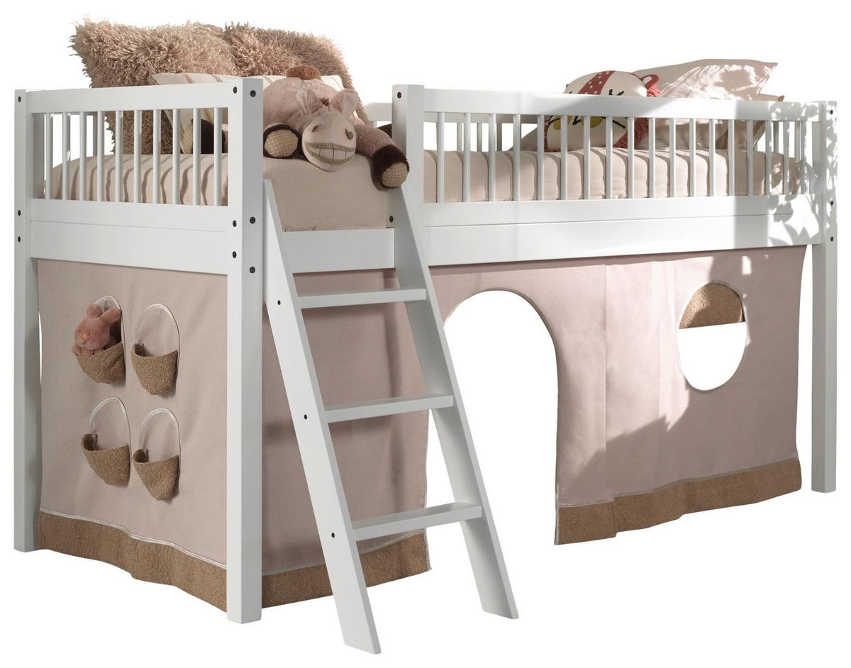 Hochbett FORREST Weiß ca.90x200cm Echtholz Buche - Naturfarben/Weiß, MODERN, Holz (90/200cm) - Vipack