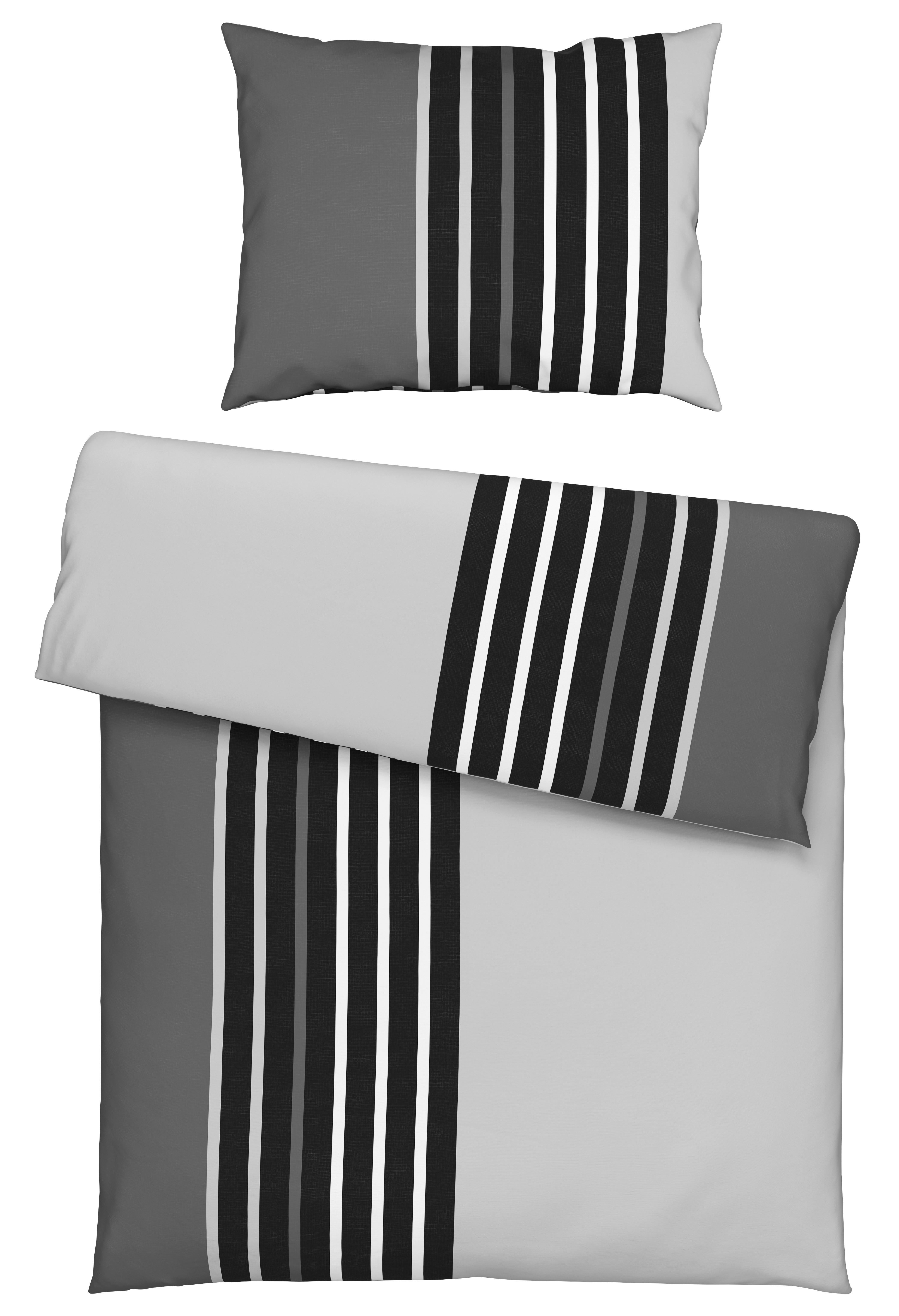 Ágyneműhuzat-garnitúra Anton - fekete/szürke, Konventionell, textil (140/200cm) - Modern Living