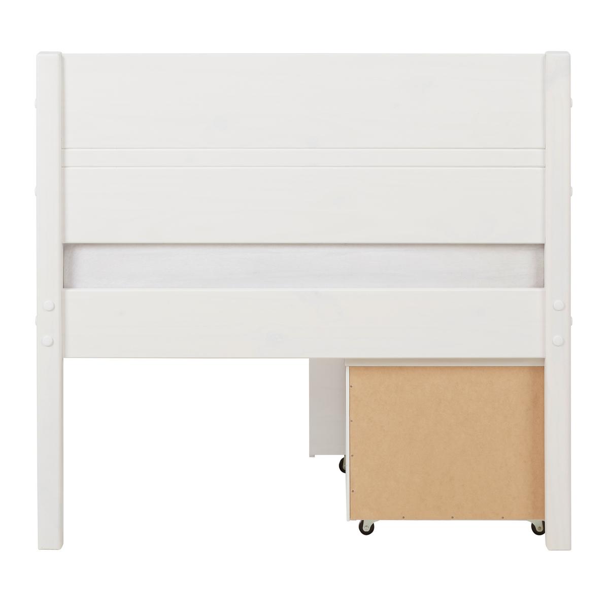 Stauraumbett in Weiß ca. 90x200cm - Weiss/Naturfarben, Konventionell, Holz (90/200cm) - Zandiara