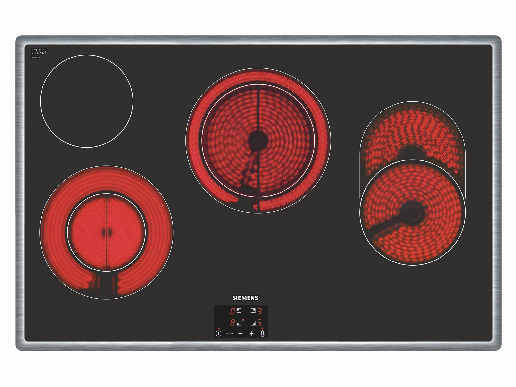 Glaskeramikkochfeld ET845HH17 Schwarz - Schwarz, KONVENTIONELL, Glas/Metall (79,5/4,8/51,7cm) - Siemens