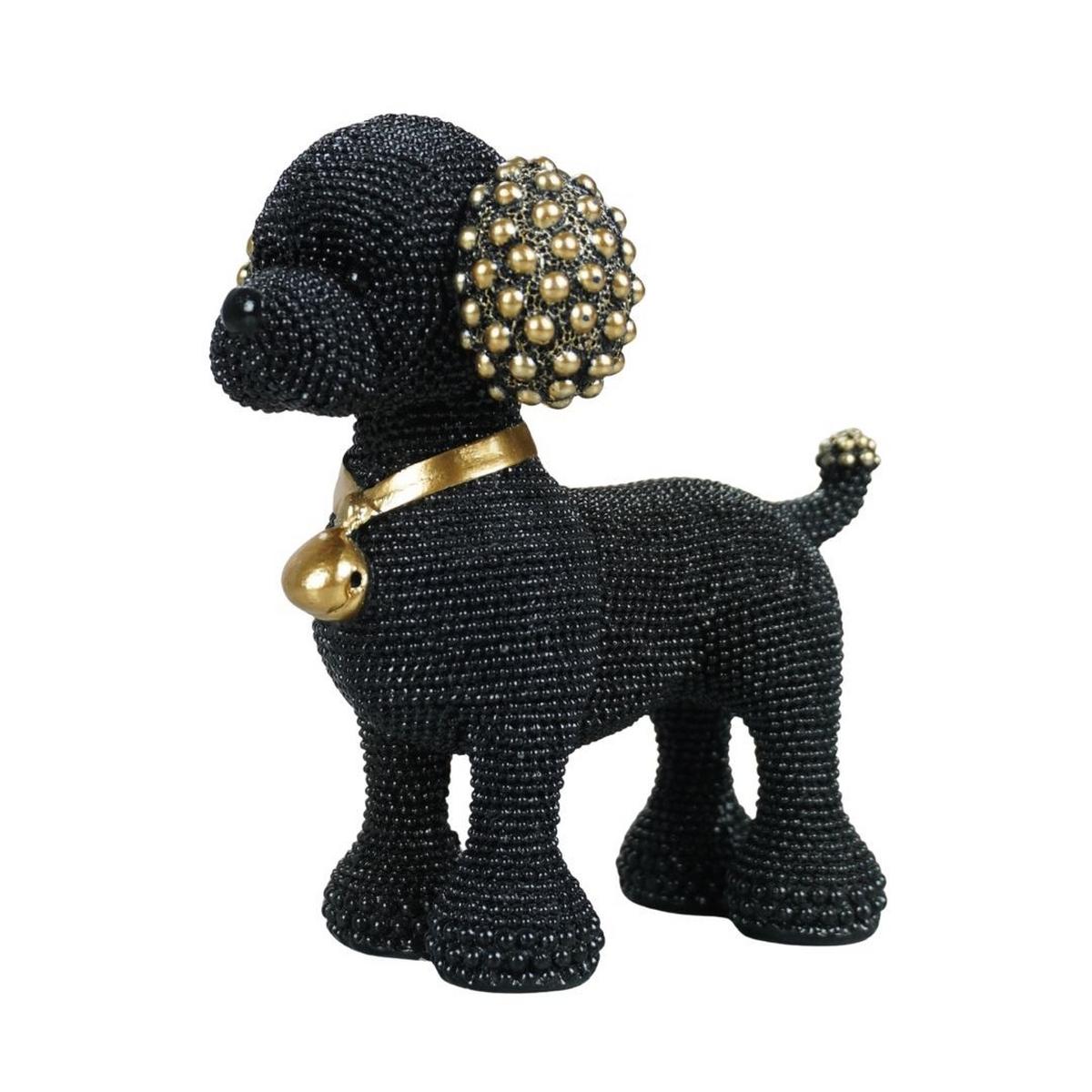 Dekor Kutya Pudli - fekete/aranyszínű, műanyag (15/9,5/15cm)