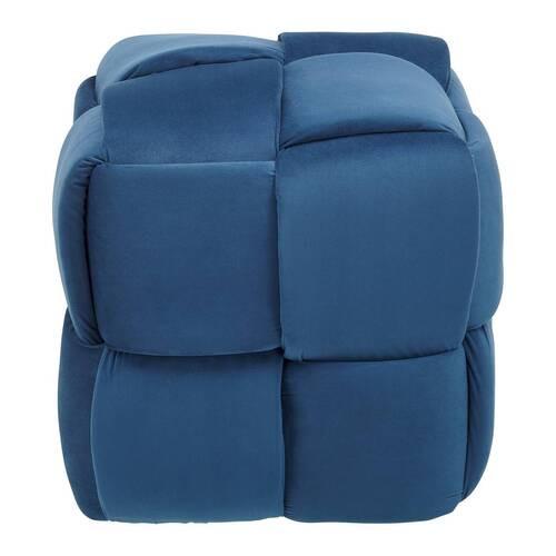 Hocker Ella Blau Samt - Blau/Schwarz, MODERN, Holz/Kunststoff (47/47/47cm) - Bessagi Home