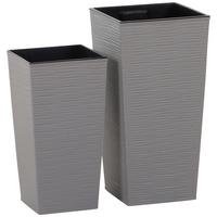 Übertopf-Set Grau, 2-teilig - Grau, Basics, Kunststoff - Siena Garden