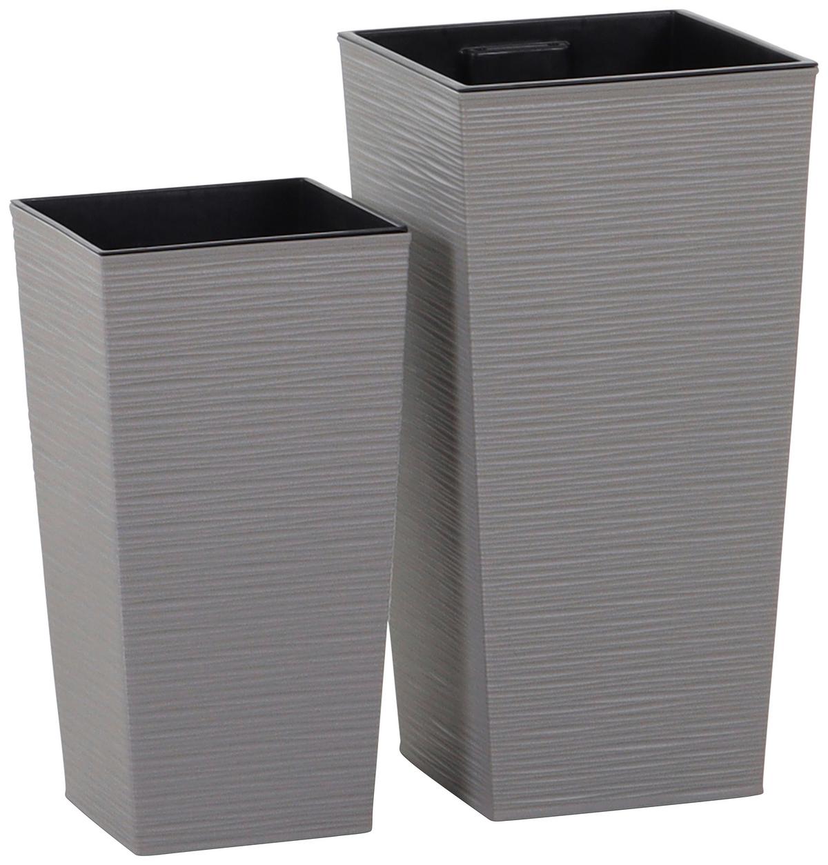 Übertopf-Set Grau, 2-teilig - Grau, Basics, Kunststoff - Siena Garden