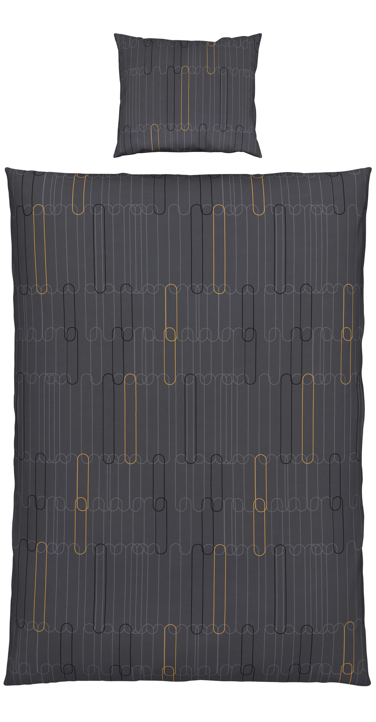 linge de lit CHAINS - Anthrazit/Gelb, Konventionell, Textil (160/210cm) - Modern Living