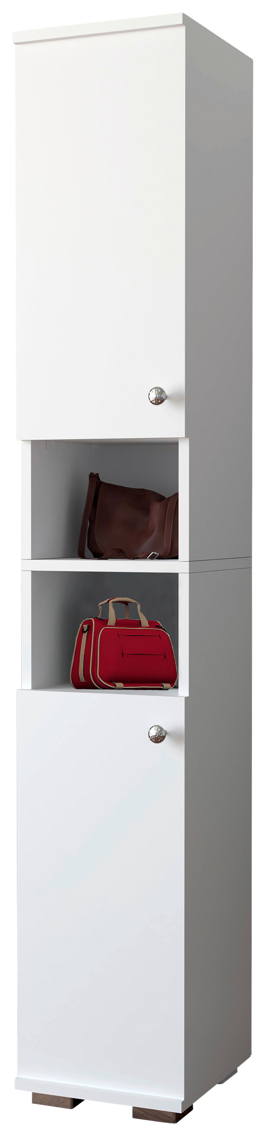 Schuhschrank GADOS Weiß ca. 30x178x33 cm - Anthrazit/Alufarben, MODERN, Holzwerkstoff/Kunststoff (30/178/33cm) - MID.YOU