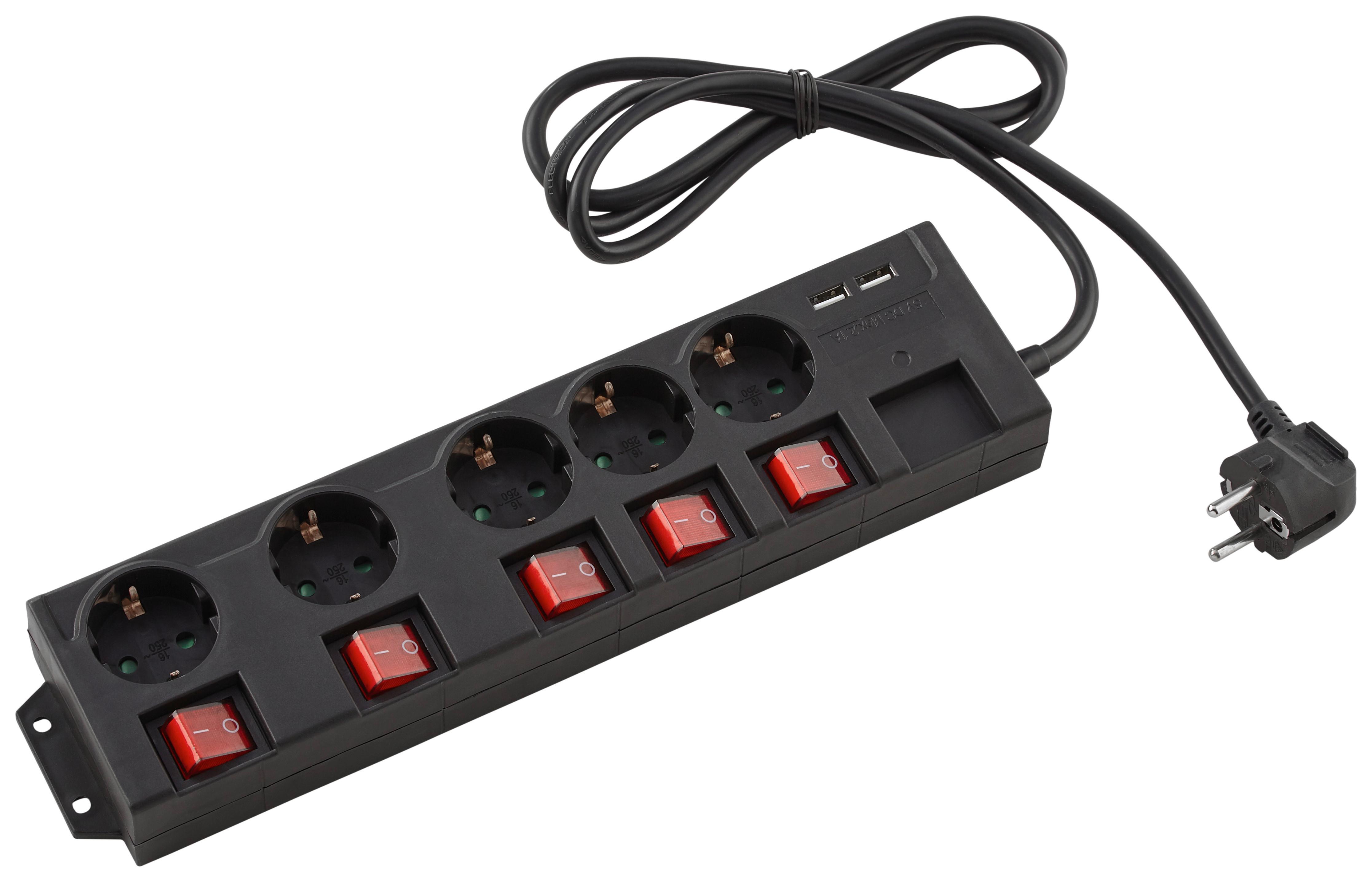 Višestruka Utičnica Casper - crna, plastika (34,1/8,2/4cm) - Mömax